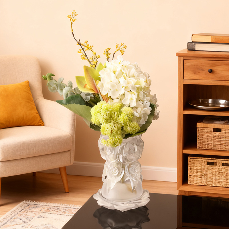 Processus de moulage à la cire perdue Verre Décor à la maison Vase en verre cristal « Vase Rose »