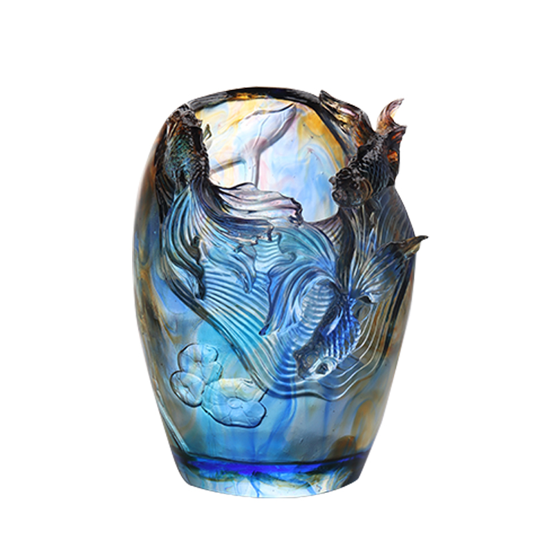 Vase en verre : arrangement floral luxueux et sophistiqué pour salon, verre en cristal, porte-fleurs artistique préservé, table de salle à manger, ornement décoratif « Ajouter des fleurs au brocart »