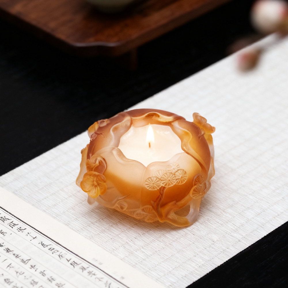 Bougeoirs et lampes d'ambiance en verre de cristal coloré