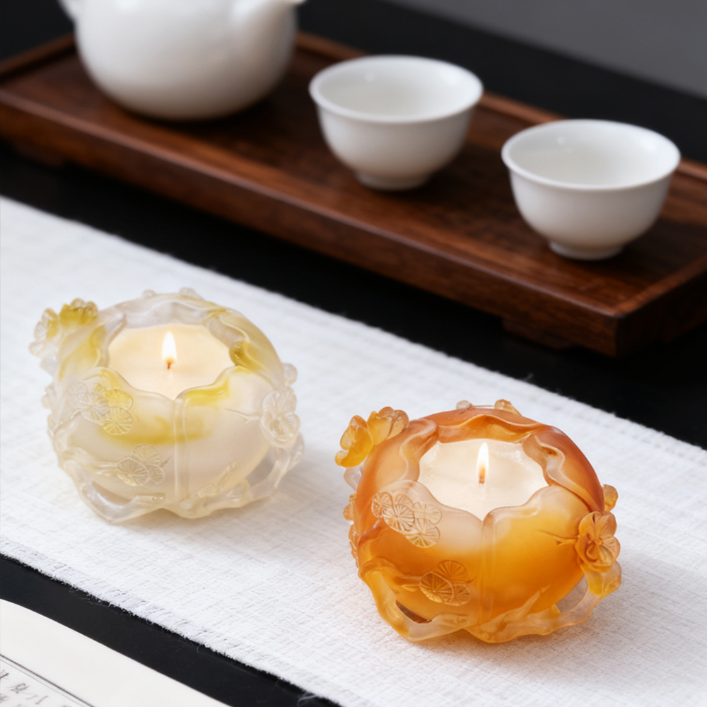 Bougeoirs et lampes d'ambiance en verre de cristal coloré