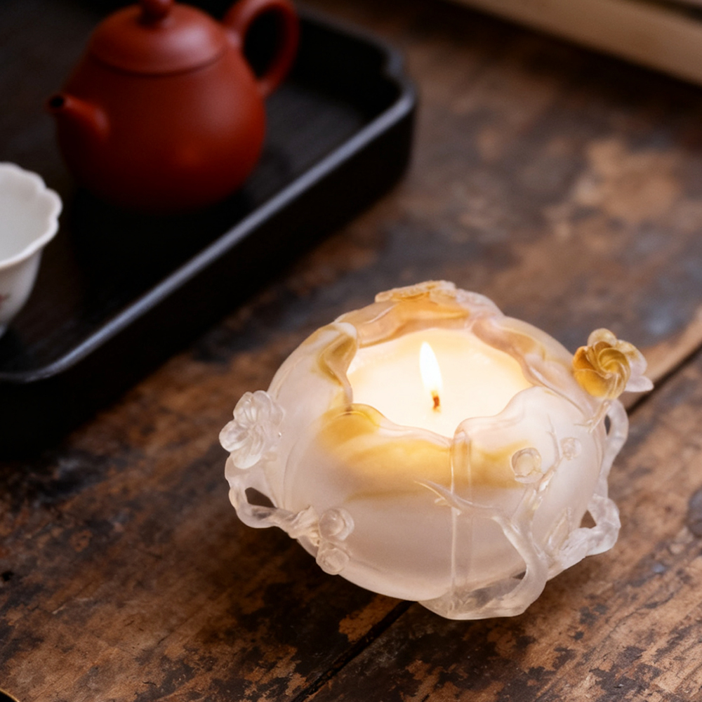 Bougeoirs et lampes d'ambiance en verre de cristal coloré