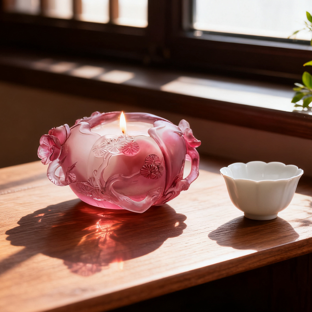 Bougeoirs et lampes d'ambiance en verre de cristal coloré