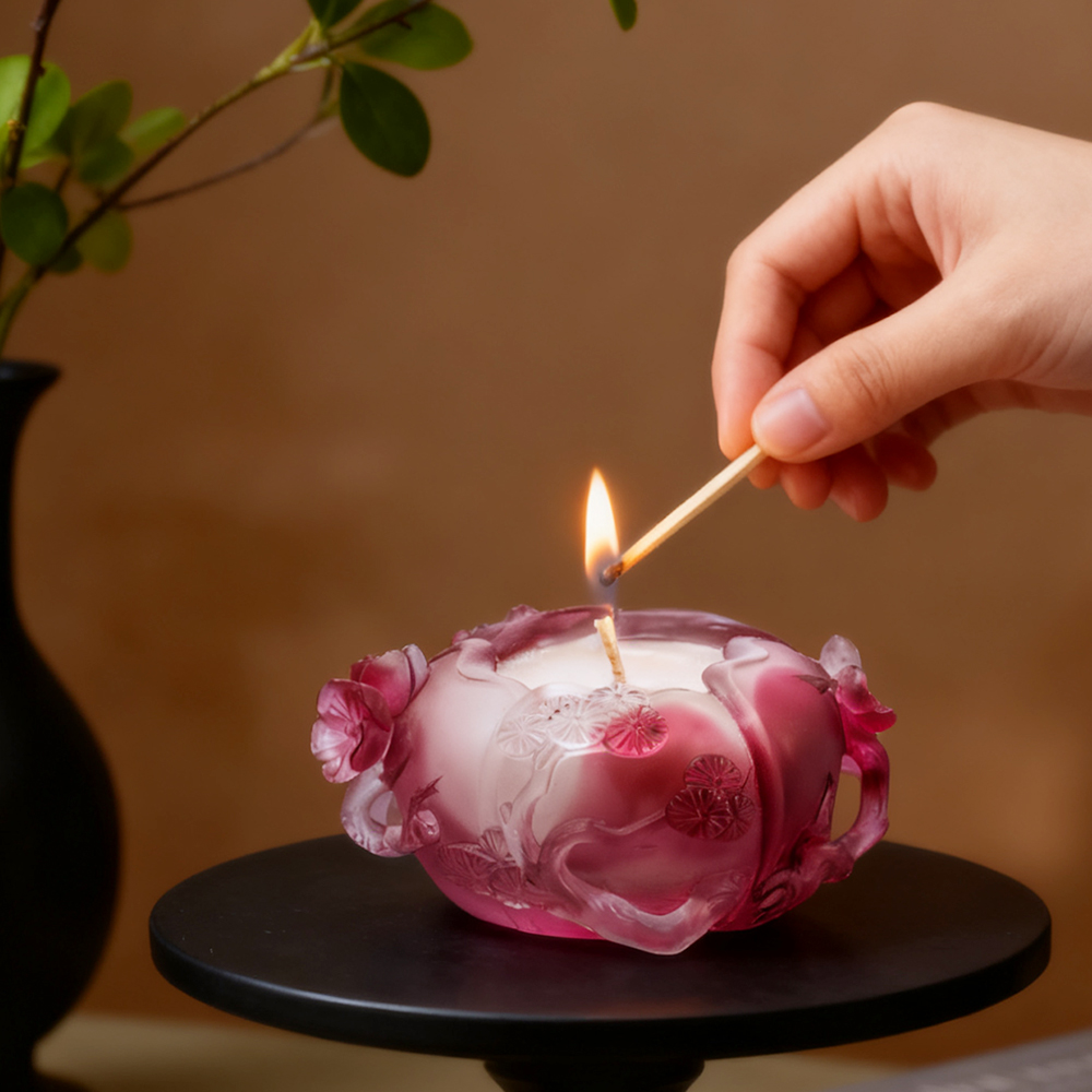 Bougeoirs et lampes d'ambiance en verre de cristal coloré