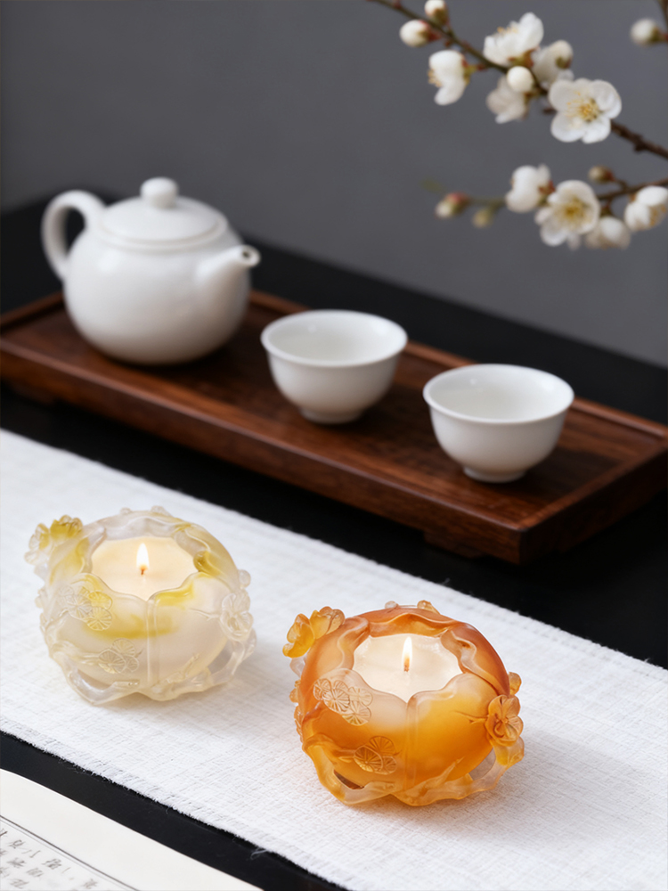 Bougeoirs et lampes d'ambiance en verre de cristal coloré