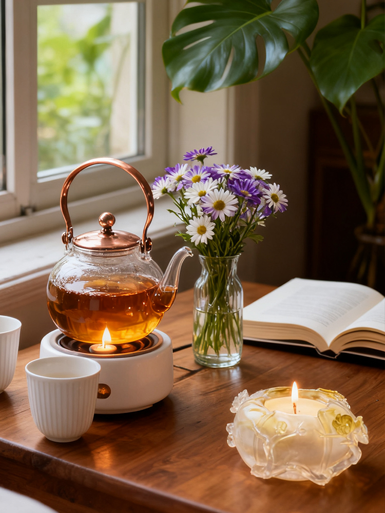 Bougeoirs et lampes d'ambiance en verre de cristal coloré