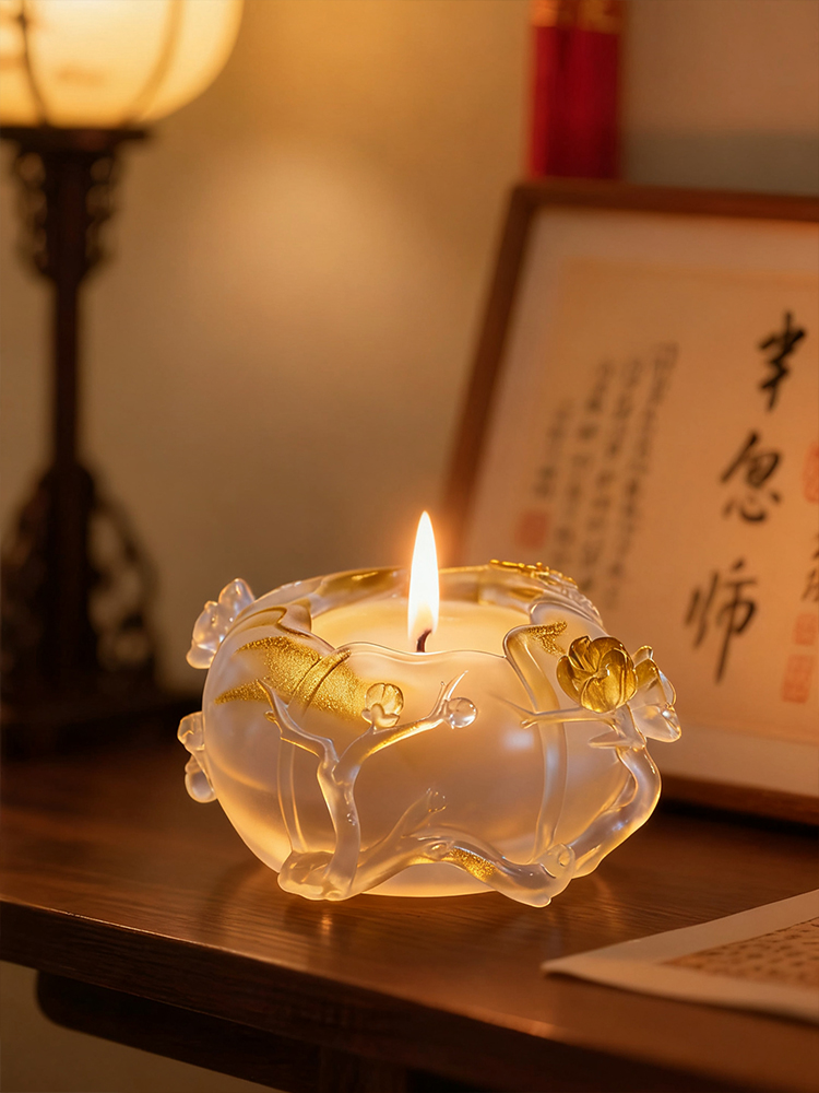 Bougeoirs et lampes d'ambiance en verre de cristal coloré