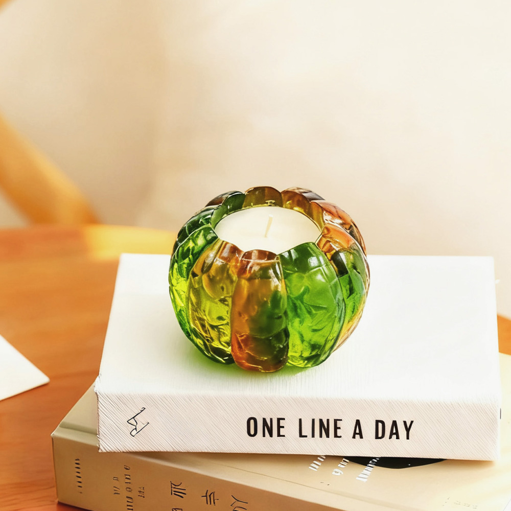 Bougeoir en verre de cristal – Lampe d'ambiance en forme de petite citrouille pour décoration d'intérieur [Cendrillon]