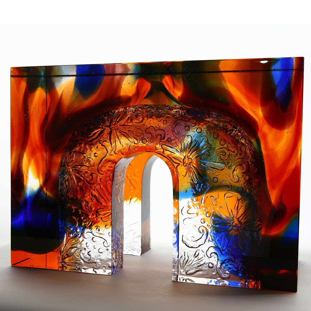 Ornement en verre cristal coulé à la cire perdue ; œuvres d'art en verre de salon; décoration intérieure; décoration de table; « Cœur pur, nuages ​​radieux »