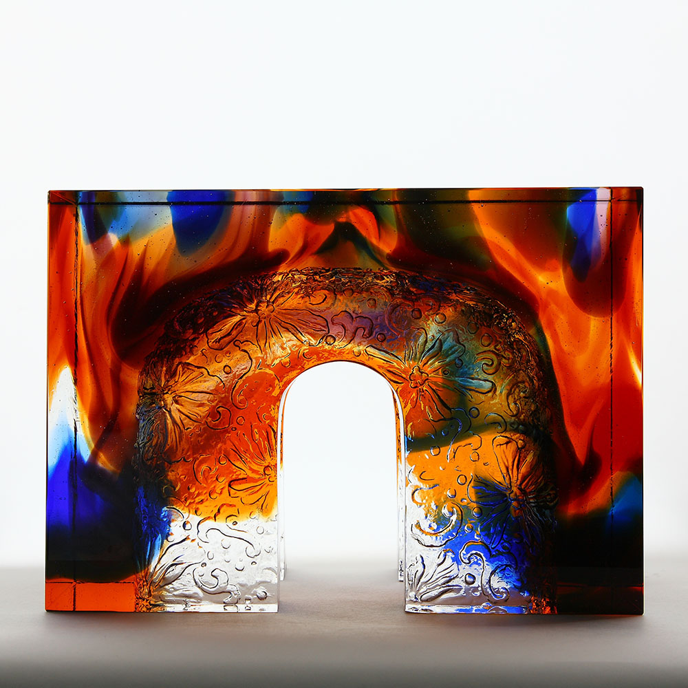 Ornement en verre cristal coulé à la cire perdue ; œuvres d'art en verre de salon; décoration intérieure; décoration de table; « Cœur pur, nuages ​​radieux »