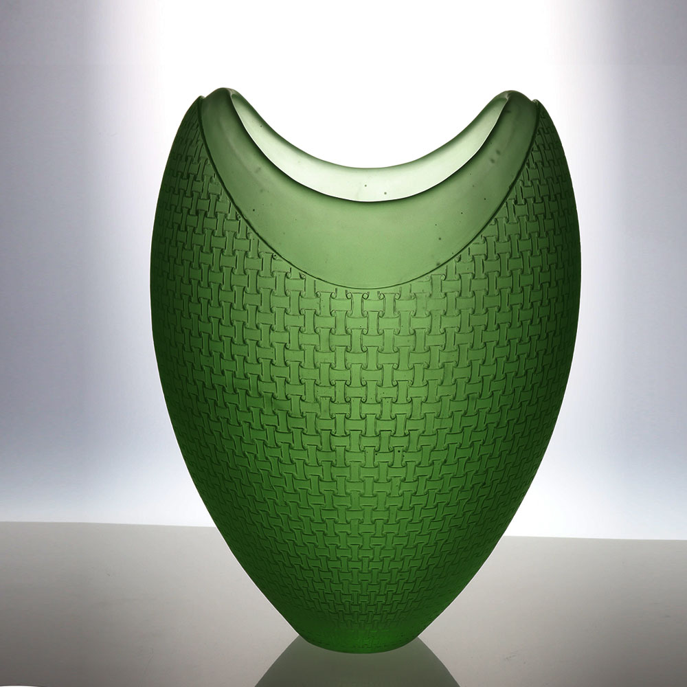 Vase en verre cristal pour les arrangements floraux du salon ; Vase artistique en verre cristal; Décoration d'intérieur ; Centre de table ; « Vase à motifs en bambou »