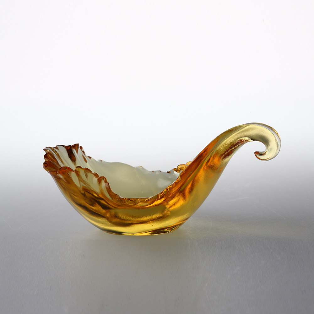 Bougeoir en verre de cristal, arrangement floral de salon, œuvre d’art en verre de cristal, décoration intérieure, décoration de table, ornement – ​​« Lianxiang »