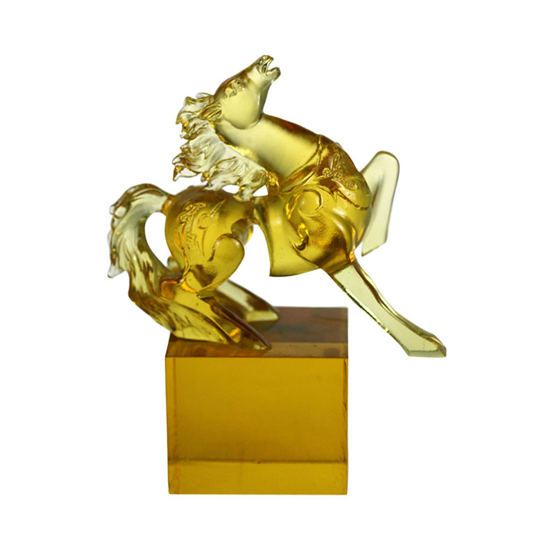 Ornement de sceau de verre en cristal Golden Horse