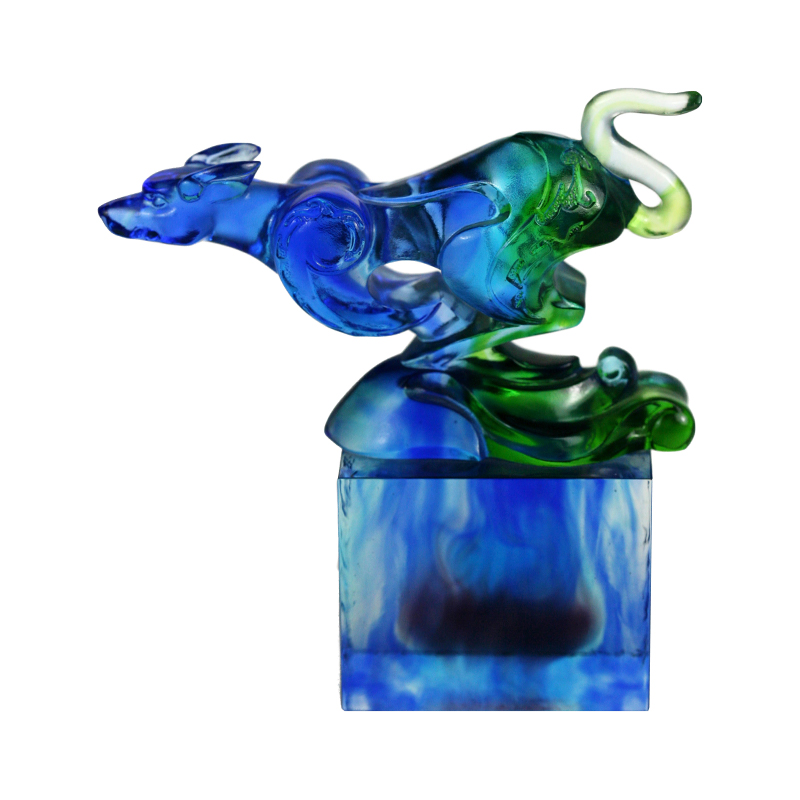 Ornement de sceau de verre classique bleu-vert
