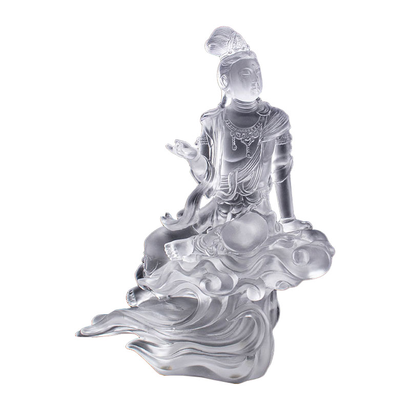 Sculpture en verre transparent du Bodhisattva Avalokiteśvara
