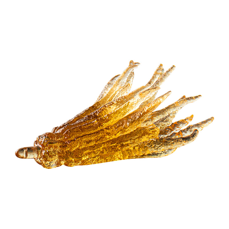 Porte-encens en verre de couleur dorée en forme de main