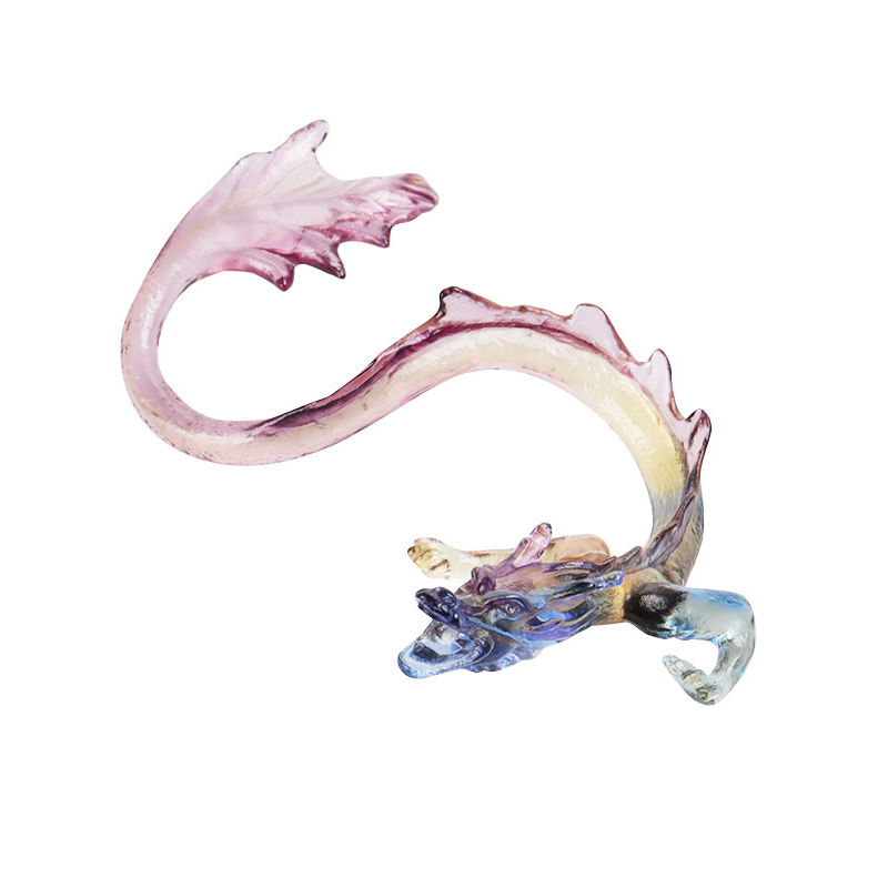 Porte-encens en verre de dragon doré