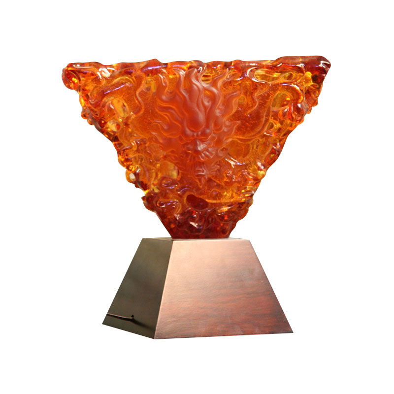Ornements de bureau décoratif en verre orange