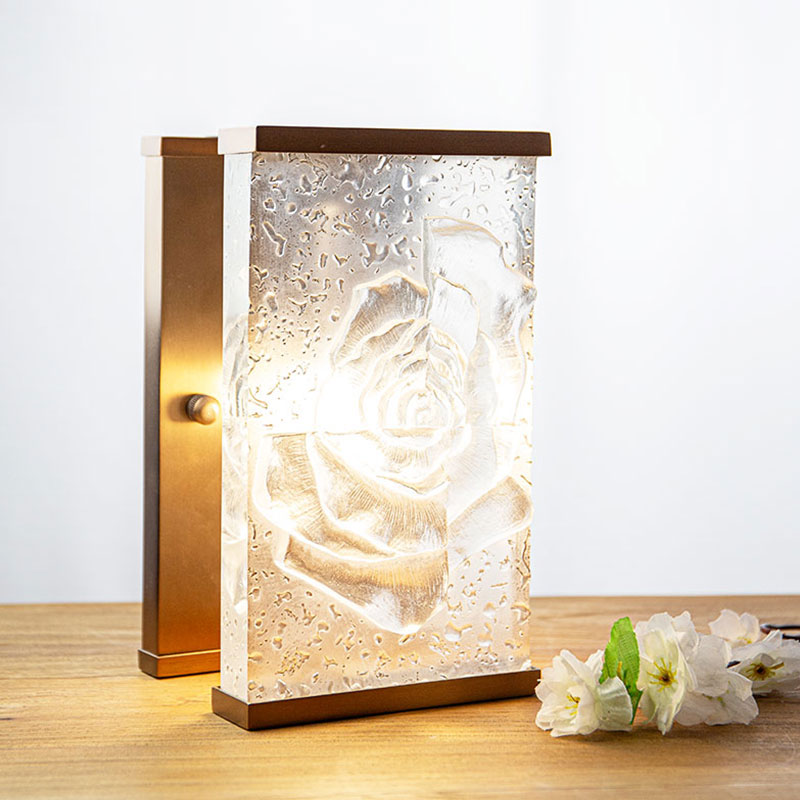 Ornements de lampes décoratives en verre glacé rectangulaire
