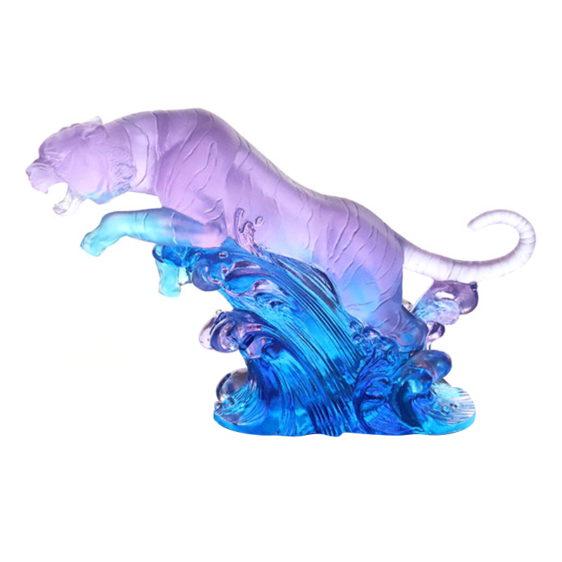 Gradient Ornements de sculpture de tigre vitrée violet bleu violet