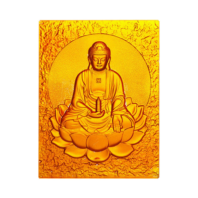 Brique en Verre Cristal Doré du Bouddha de la Médecine Orientale