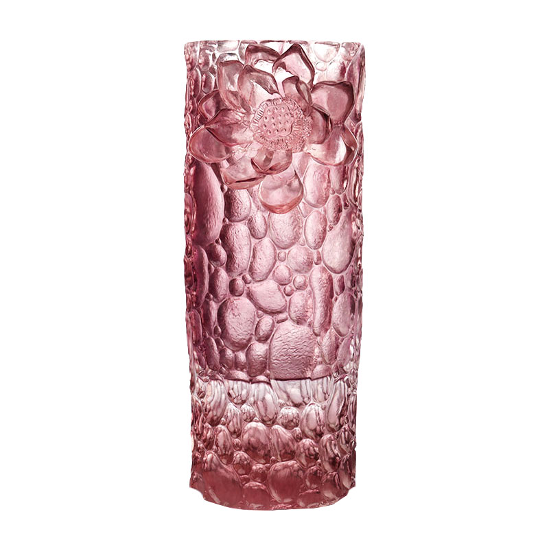 Texture de galet vase en verre rose violet