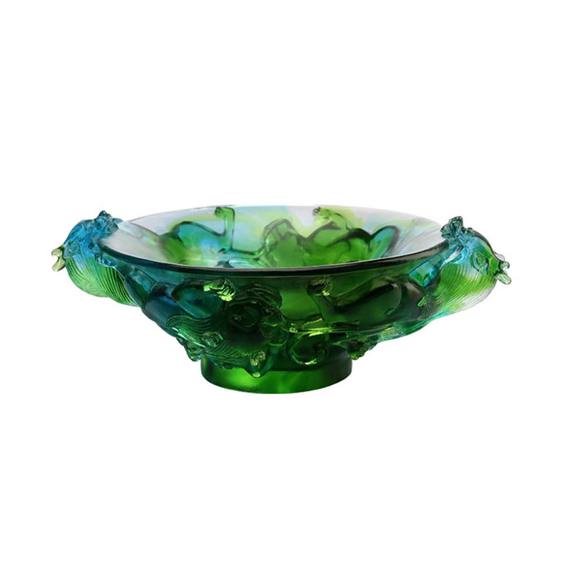 Assiette de fruits en verre vert transparent
