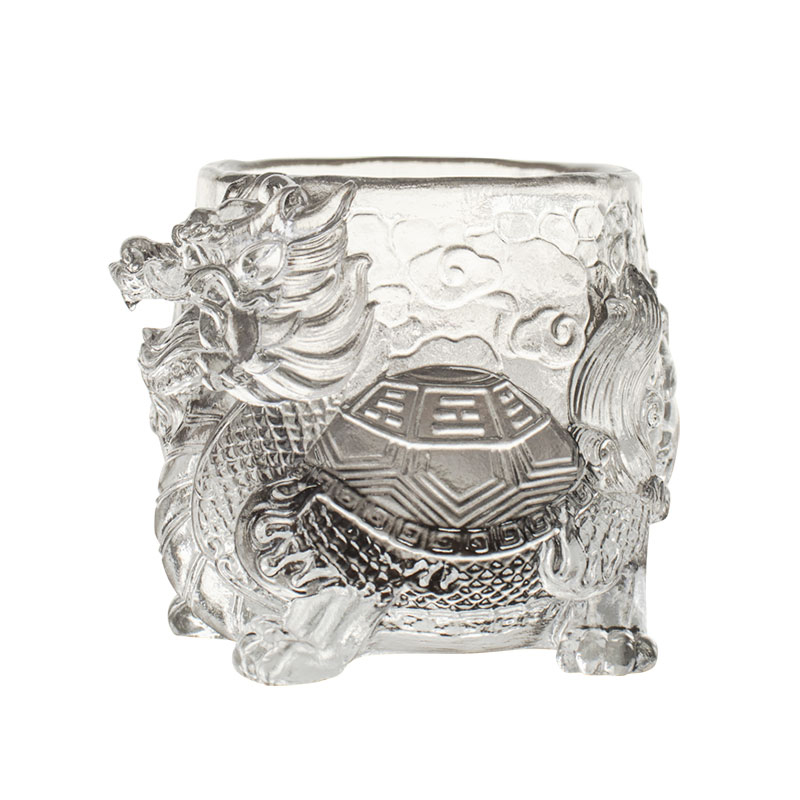 Vasque en Verre à Relief de Dragon Antique pour Vin ou Thé