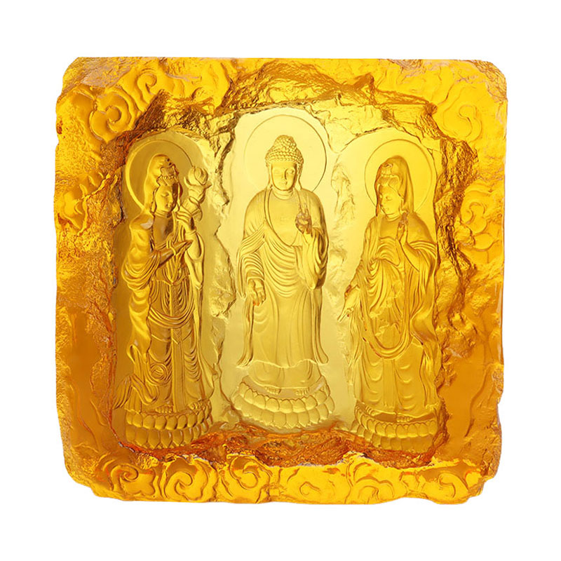 Figurines en verre des Trois Saints Bouddhistes Occidentaux