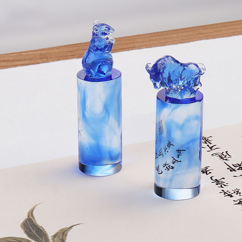 Sceau en verre cristal du Cochon du Zodiaque Chinois