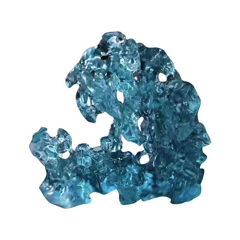 Ornements en verre de couleur bleu en forme de roche