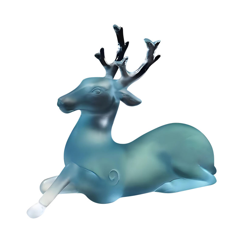 Support de brosse en forme de cerf en verre bleu