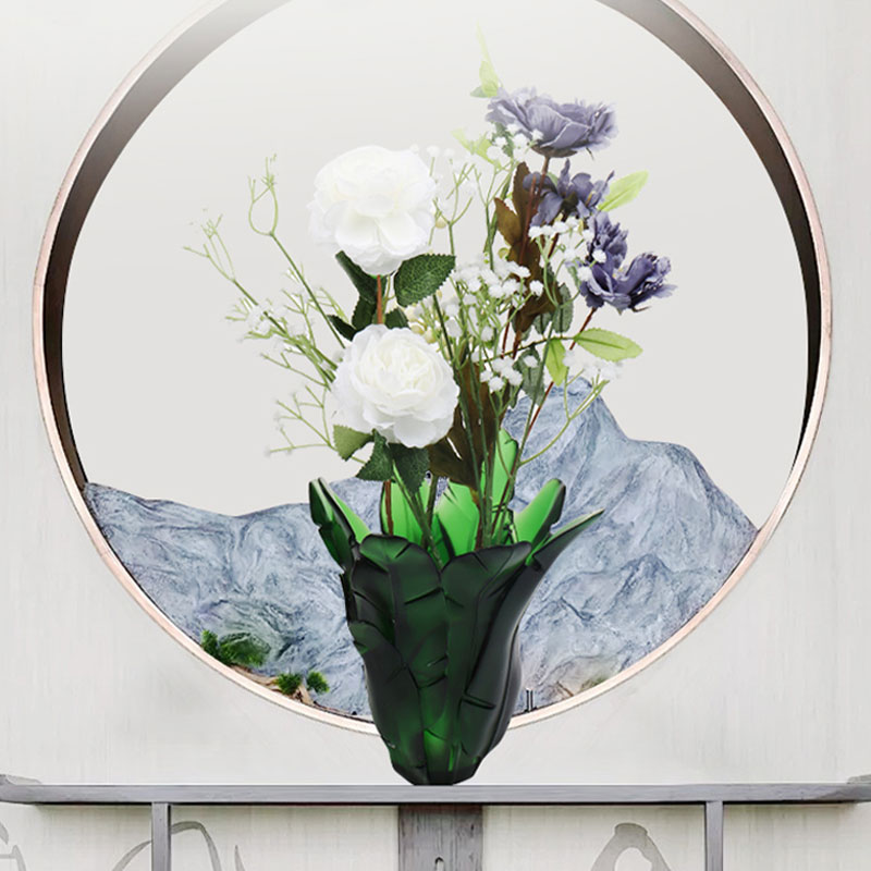 Vase en Verre de Feuille de Banane Verte pour la Décoration Intérieure