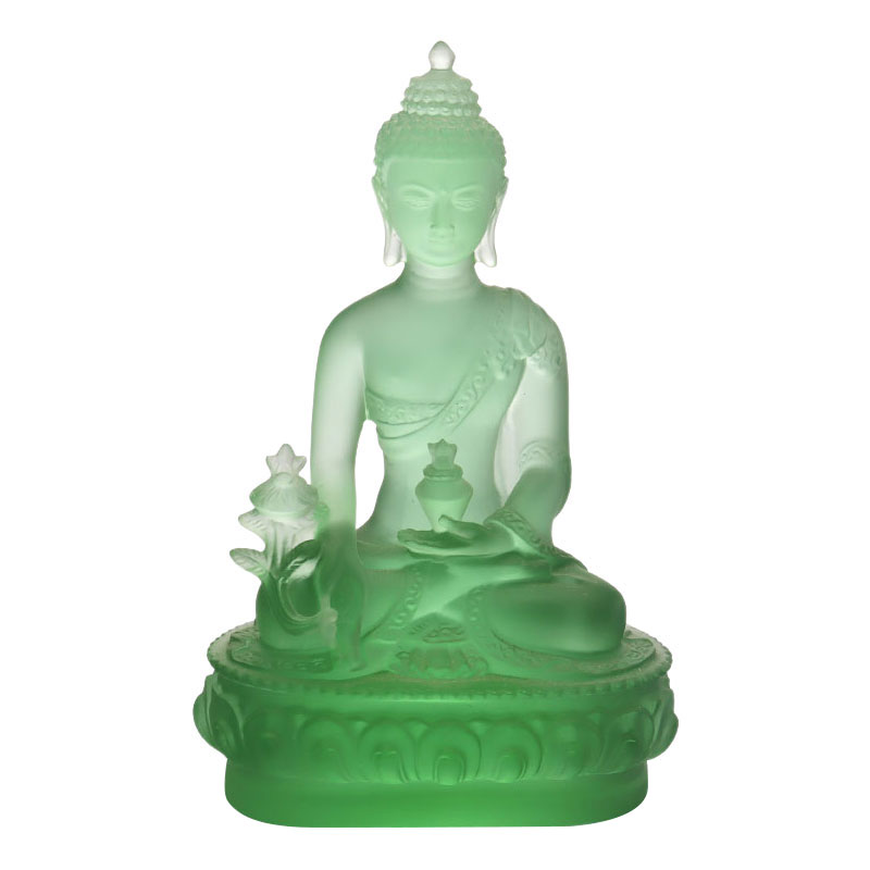 Statue colorée de Bouddha de la médecine en cristal Liulit Bouddha