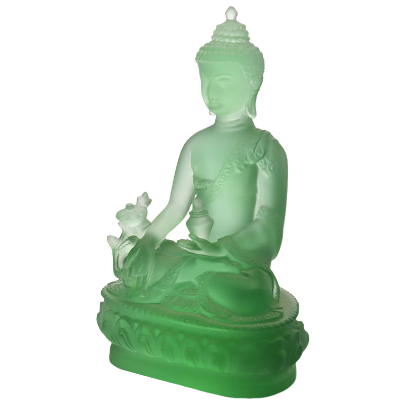 Statue colorée de Bouddha de la médecine en cristal Liulit Bouddha