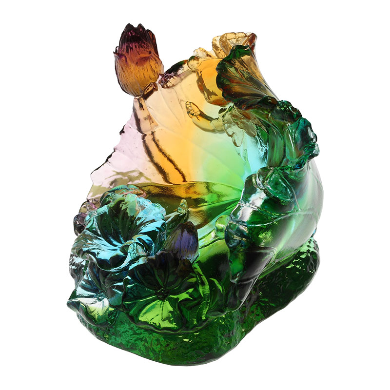 Ornements de sculpture en verre de feuilles de lotus