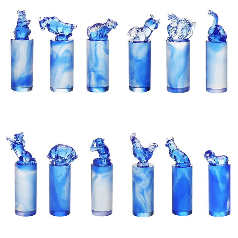 Verre moulé en verre de cristal personnalisé, zodiaque chinois