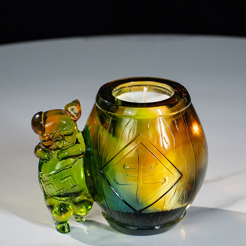 Adorable porcelet – Ensemble de bougeoirs en verre dégradé fabriqués à la main