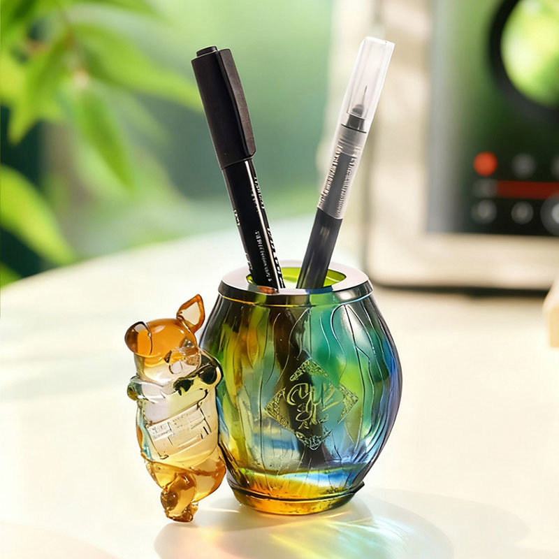 Adorable porcelet – Ensemble de bougeoirs en verre dégradé fabriqués à la main