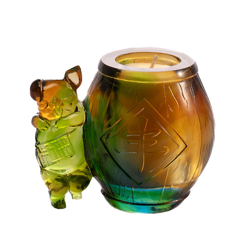 Adorable porcelet – Ensemble de bougeoirs en verre dégradé fabriqués à la main