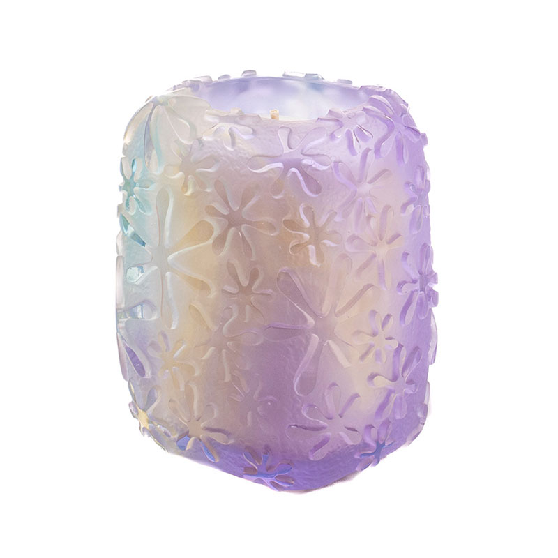 Radiant Blossoms – Bougeoir en verre floral irisé