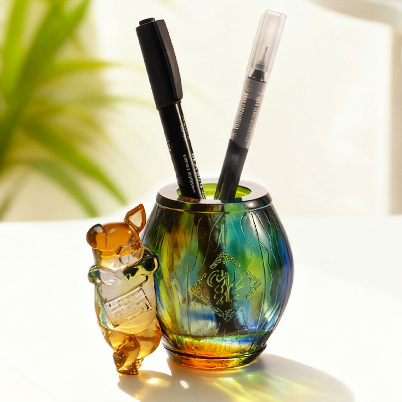 Adorable porcelet – Ensemble de bougeoirs en verre dégradé fabriqués à la main