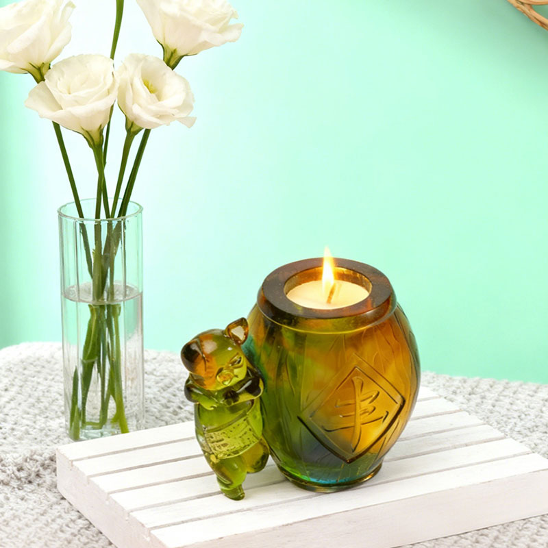 Adorable porcelet – Ensemble de bougeoirs en verre dégradé fabriqués à la main
